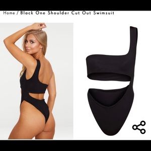 One shoulder high rise one piece swimsuit bikini